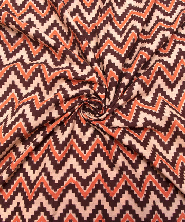 Off White Geometric Screen Printed Cotton Fabric